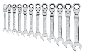 lot 103 image: DEWALT 12 piece Flex Head Ratcheting Metric Wrench Set Model # DWMT19229 (Retail $119.99) 07132474