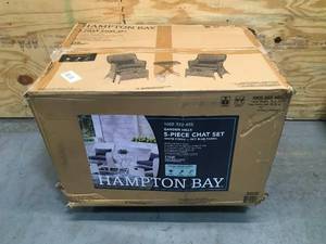 lot 8 image: HAMPTON BAY Garden Hills 5-Piece Wicker Outdoor Chat Set with CushionGuard Sky Blue Cushions