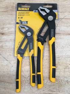 lot 161 image: Dewalt Push-lock V-Jaw Plier 2 Piece Set 8 and 10 Model # DWHT82794