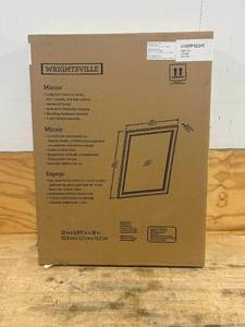 lot 196 image: ALLEN  ROTH Wrightsville 22-in x 30-in Framed Bathroom Vanity Mirror (Light Gray)