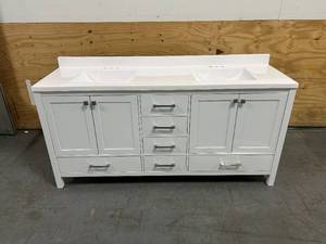 lot 2 image: LONDON 72 Double Sink Bathroom Vanity with Top- White