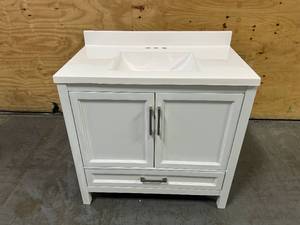 lot 11 image: LONDON 36 Single Sink Bathroom Vanity with Top- White