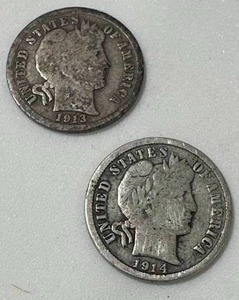 1913 & 1914 Barber Dimes