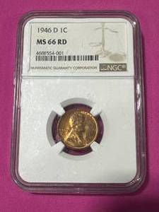 1946-D Mint Penny  (graded mint state 66)