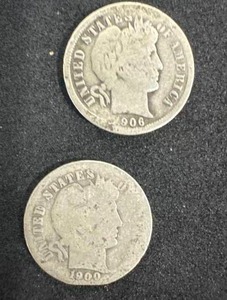 1900 & 1906 Barber Dimes