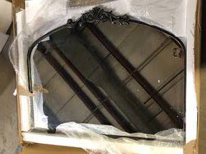 lot 38 image: Kate and Laurel Arendahl 36.00 in. W x 28.50 in. H Arch Metal Black Framed Traditional Wall Mirror Customer Returns See Pictures