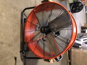 lot 2 image: Commercial Electric 24 in. 2-Speed Heavy Duty Tilt Drum Fan  Cushions Customer Returns See Pictures