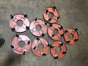lot 39 image: Lot of Round Flower Pot Tray Planter  with Universal Wheels Costumer Returns See Pictures