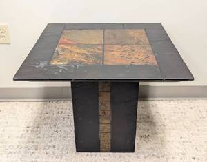 lot 33 image: Slate Tile Topped Side Table