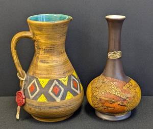lot 43 image: Vintage Keramik and Haeger Pottery Pitcher and Vase