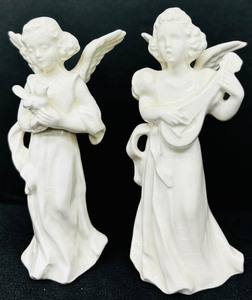 lot 144 image: Two White Porcelain Angels Made in North Germany