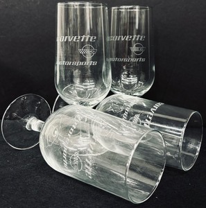 lot 147 image: Four Vintage Corvette Motorsports Stemmed Cocktail  Beer Glasses