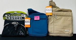 lot 126 image: New Travelon Pouch, Messenger Bag and Large Messenger Bag