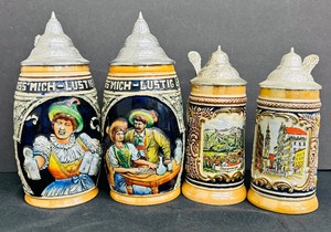 lot 133 image: Vintage German Beer Steins - Lot of 4