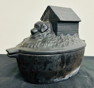 lot 42 image: Dog in House With Bone Cast Iron Wood Stove Steamer Air Humidifier