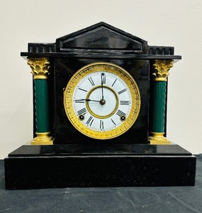 lot 87 image: Antique E. Ingraham Iron Mantle Clock