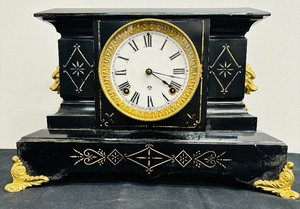 lot 81A image: Antique Ansonia Black Iron Victorian Mantle Clock