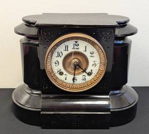 lot 102 image: Antique Ansonia Iron Mantle Clock