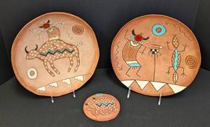 lot 87A image: Red Horse Pottery Native American Plates