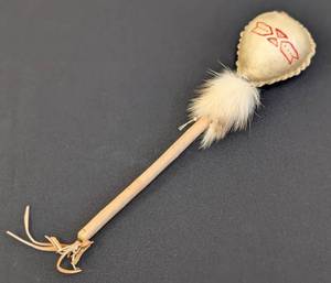 lot 89 image: Native American Ceremonial Rawhide Rattle