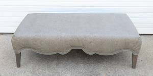 lot 18A image: Elegant Silver Grey Faux Ostrich Leather Bench