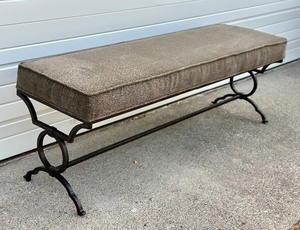lot 26 image: Bernhardt Grey Upholstered Iron Bench