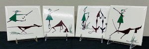 lot 178 image: Sagikos Workshop Little East Neck Road Bobbeline  Hunter and Dog Porcelain Art Tiles