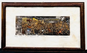 lot 183 image: Vintage Framed Print El Funeral Del P.R.I by Artist Nicolas de Jesus