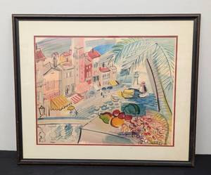 lot 195 image: La Villa Framed Charles Cobelle Serigraph Print
