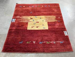 lot 193 image: Colorful Gabbeh Wool Rug