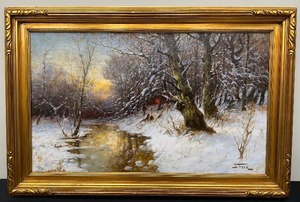 lot 17B image: Framed Original Winter Landscape Oil on Canvas Painting by John Fery