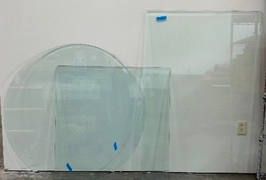 lot 205 image: Assorted Glass with Beveled Edges-Lot of Three