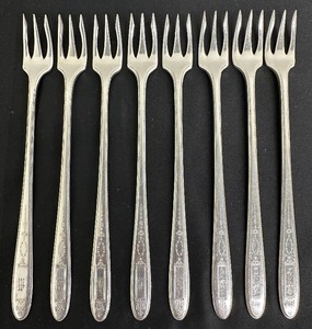 lot 130 image: Vintage Community Plate Pickle Forks - Set of 8