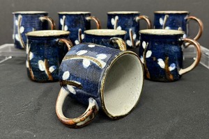 lot 144A image: Lovely Pottery Coffee Mugs - Set of Eight