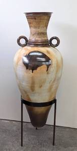 lot 24A image: Large Handled Ceramic Buffalo Urn  Vase