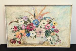 lot 34A image: Large Colorful Floral Oil Painting by C. S. Scott