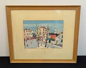 lot 208 image: Vintage Framed Charles de Montfort City Scene Print
