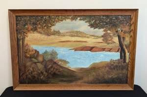 lot 157A image: Large Framed Scenic Oil Painting