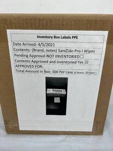 lot 21 image: WOW MSRP $700  1 Case (300case) NEW Safetec 35926 SaniZide 1 Pro Non-Porous Fragrance Free Surface Disinfectant Cleaning Wipes