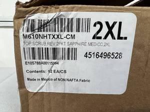 lot 25 image: MSRP $300  1 Case (12 each) NEW Medline M610NHTXXL-CM AngelStat Reversible V Neck Top Scrub Shirt With 1 Pocket - Size 2XL (open box)