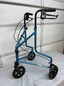 lot 28 image: MSRP $200 Lumex by Graham-Field 3 Wheel Rolling Cruiser Rollator Walker - 250 lbs. Weight Capacity - In Great Condition - No Bag Included