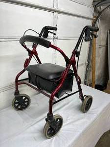 lot 29 image: MSRP $250 Nova 4220RD Zoom 20 Rolling Rollator Walker - 300 lbs. Weight Capacity - Red - In Great Condition