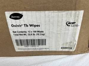 lot 47 image: MSRP $400  2 Cases (12 each per case) NEW Diversey 4599516 160-Wipes Per Canister Oxivir Tb Wipes 