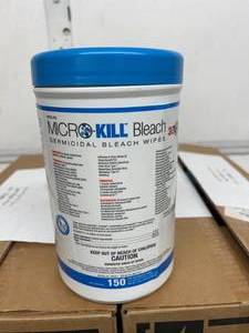 lot 51 image: MSRP $200 2 Cases (8 each per case) NEW Medline MSC351400AN 150-Pack 7 x 8 Micro-Kill Germicidal Bleach Wipes 