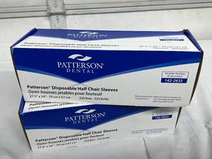 lot 53 image: 2 Cases (225 each) NEW Patterson Dental 142-2633 Single-Use Disposable Half Chair CoversSleeves