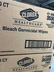 lot 66 image: MSRP $240  2 Cases (6 canisters per case) NEW Clorox Healthcare 44600 Bleach Germicidal Wipes 
