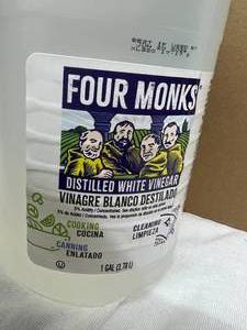 lot 76 image: 1 Case (4 each) NEW Four Monks 1-Gallon Distilled White Vinegar - Expiration 625