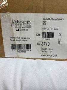 lot 13 image: 6 Cases (12 each per case) NEW Medegen 8710 3-Gallon Stackable Sharps-Tainers - Red With Lids