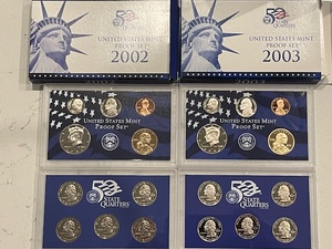 lot 25 image: 2002-S and 2003-S Proof Sets