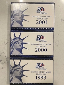 lot 26 image: 1999-S, 2000-S, 2001-S Proof Sets